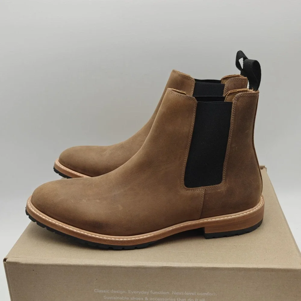 Nisolo Marco Everyday Chelsea Boots Mens Size 12 Brown Leather Ankle Pull On New